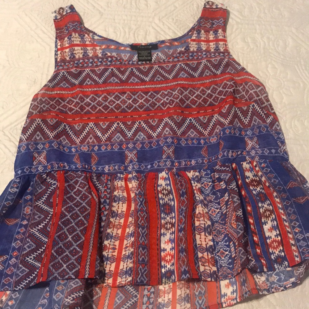 Red white and blue shear blouse